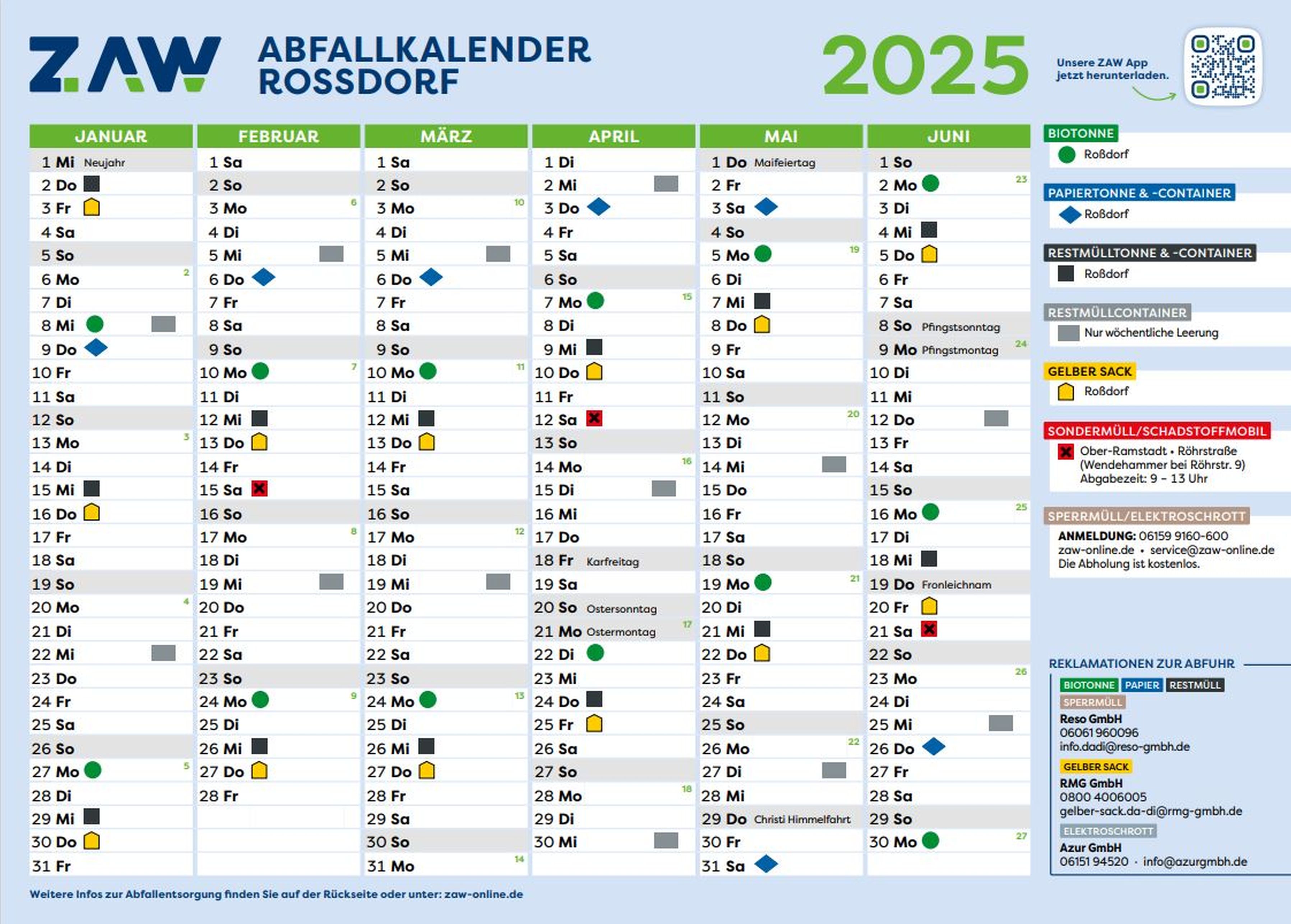 Abfallkalender 2025 1. Halbjahr