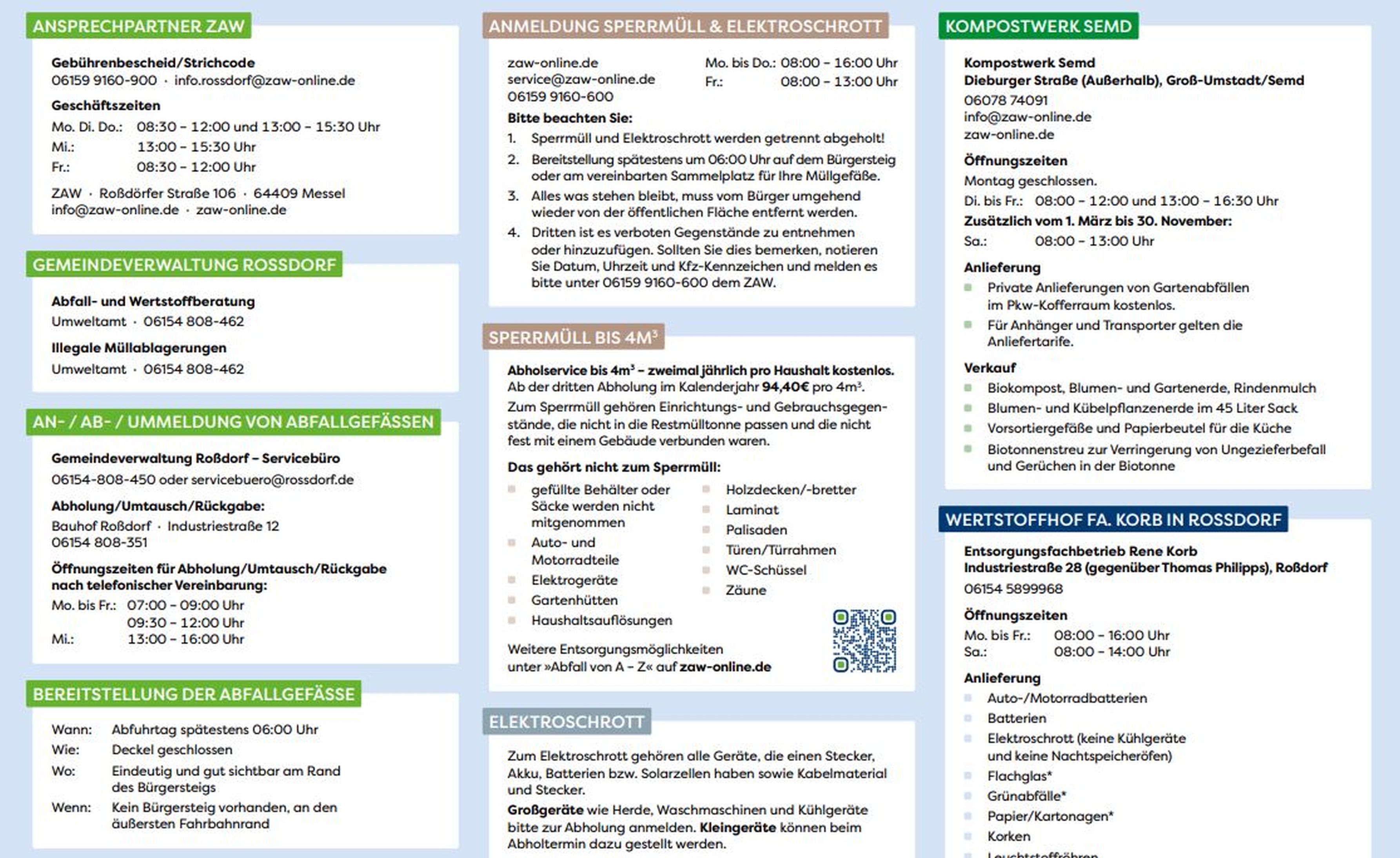 Abfallkalender 2025 Rückseite oben