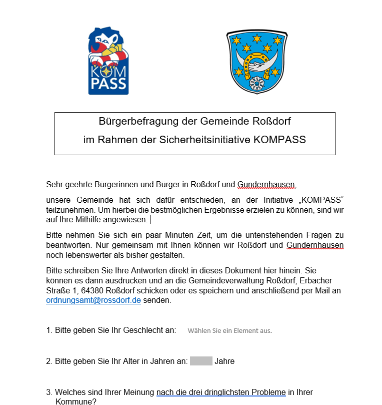 Bürgerbefragung KOMPASS Formular screenshot