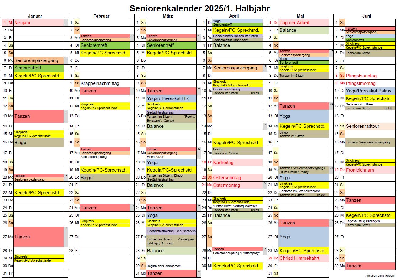 Seniorenprogramm 1. Hj. 2025